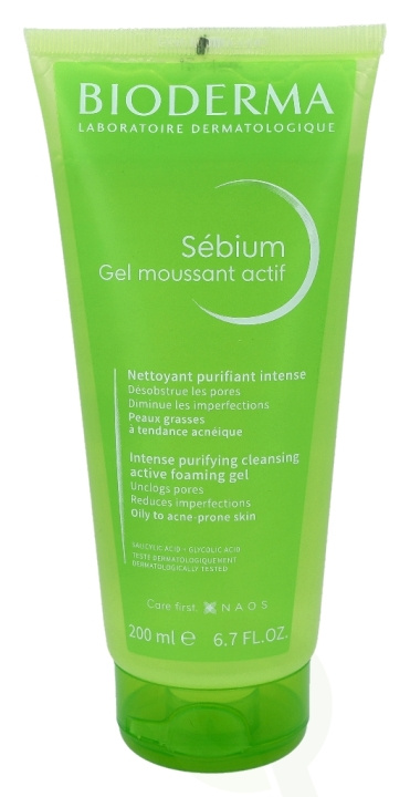 Bioderma Sebium Gel Moussant Actif Foaming Gel 200 ml Oily To Acne-Prone Skin i gruppen SKØNHED & HELSE / Hudpleje / Ansigt / Rengøring hos TP E-commerce Nordic AB (C74849)