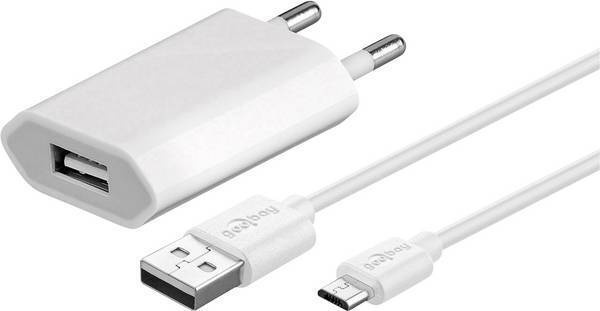 Goobay Micro-USB 5 W oplader + kabel, 1 m, hvid i gruppen SMARTPHONES & TABLETS / Opladere og kabler / Vægoplader / Vægoplader microUSB hos TP E-commerce Nordic AB (C75181)