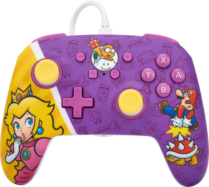 PowerA Enhanced Wired Controller, Princess Peach Battle, Switch i gruppen HJEMMEELEKTRONIK / Spilkonsoller og tilbehør / Nintendo Switch / Tilbehør hos TP E-commerce Nordic AB (C75380)