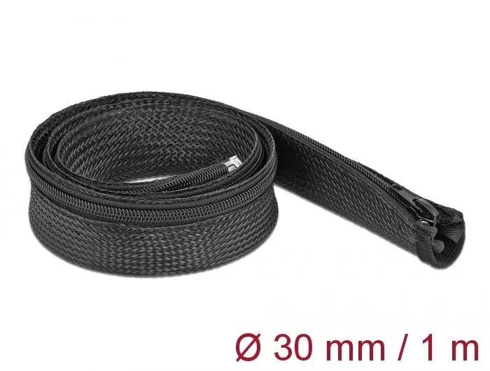 DeLOCK Braided Sleeve with zip fastener heat-resistant 1 m x 30 mm i gruppen HJEMMEELEKTRONIK / Kabler og adaptere / Kabelhåndtering hos TP E-commerce Nordic AB (C75529)