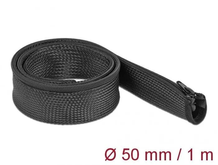 DeLOCK Braided Sleeve with zip fastener heat-resistant 1 m x 50 mm i gruppen HJEMMEELEKTRONIK / Kabler og adaptere / Kabelhåndtering hos TP E-commerce Nordic AB (C75530)