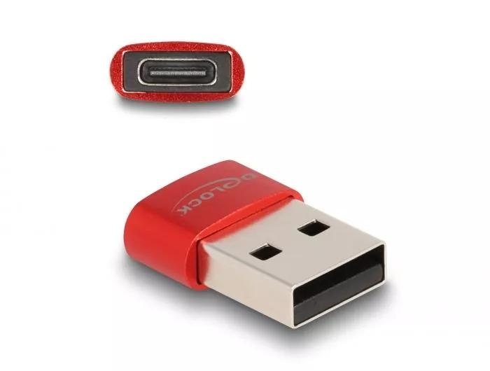 DeLOCK USB 2.0 Adapter USB Type-A male to USB Type-C™ female red i gruppen COMPUTERTILBEHØR / Kabler og adaptere / USB / USB-A hos TP E-commerce Nordic AB (C75534)