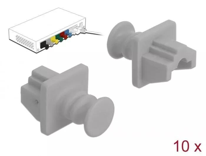 DeLOCK Dust Cover for RJ45 jack 10 pieces grey i gruppen COMPUTERTILBEHØR / Kabler og adaptere / Netværkskabler / Adaptere og samlemuffer hos TP E-commerce Nordic AB (C75535)