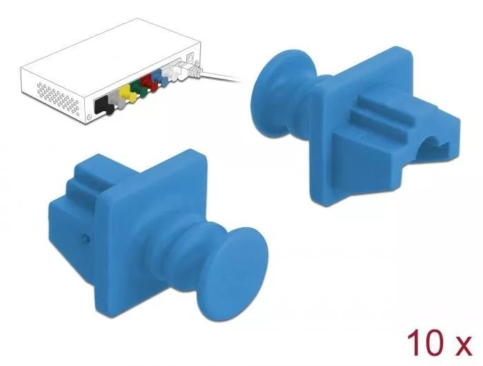 DeLOCK Dust Cover for RJ45 jack 10 pieces blue i gruppen COMPUTERTILBEHØR / Kabler og adaptere / Netværkskabler / Adaptere og samlemuffer hos TP E-commerce Nordic AB (C75536)