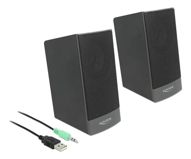 DeLOCK Stereo 2.0 PC Speaker 3.5 mm stereo jack male USB powered i gruppen COMPUTERTILBEHØR / Computer Tilbehør / Højttalere hos TP E-commerce Nordic AB (C75541)