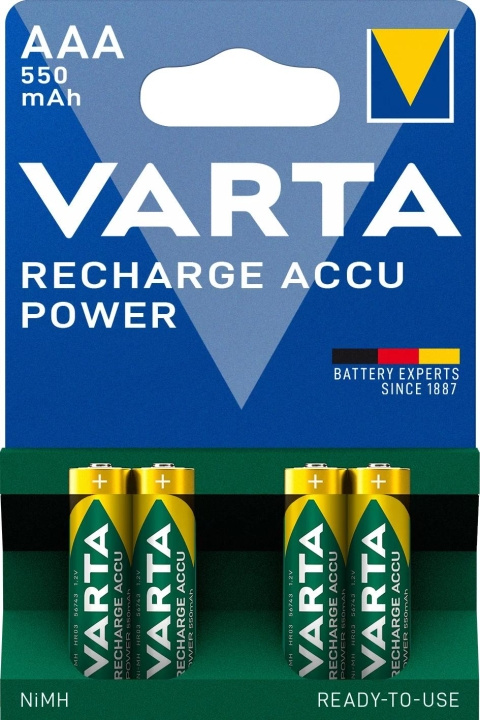 Varta Recharge Charge Accu Power AAA 550mAh 4 Pack i gruppen HJEMMEELEKTRONIK / Batterier og opladere / Batterier / AAA hos TP E-commerce Nordic AB (C75564)