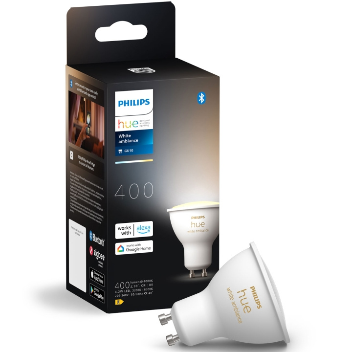 Philips Hue White Ambiance GU10 400lm 1-pack i gruppen HJEM, HUS & HAVE / Smart hjem / Smart belysning hos TP E-commerce Nordic AB (C75734)