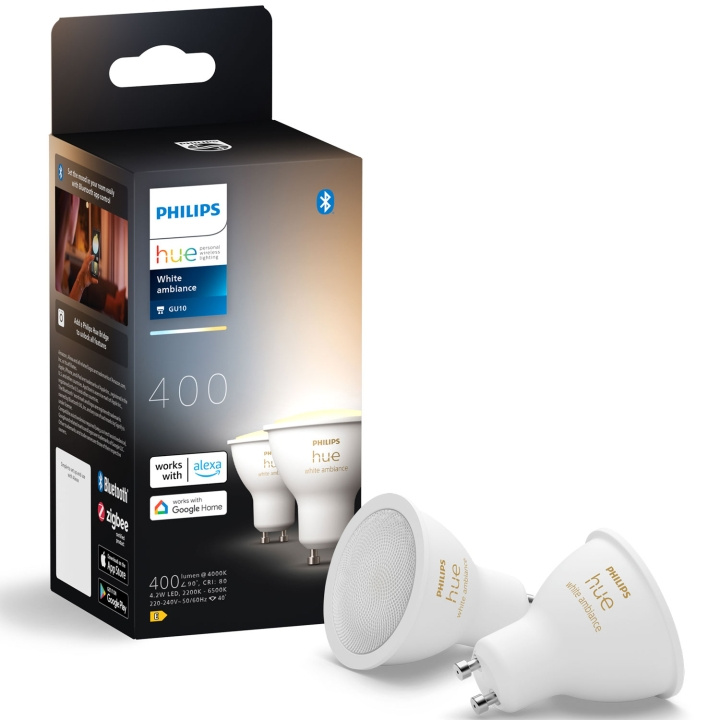 Philips Hue White Ambiance GU10 400lm 2-pack i gruppen HJEM, HUS & HAVE / Smart hjem / Smart belysning hos TP E-commerce Nordic AB (C75735)