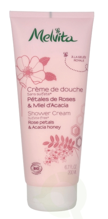 Melvita Shower Cream - Rose Petals&Acacia Honey 200 ml i gruppen SKØNHED & HELSE / Hudpleje / Kropspleje / Bad & brusecreme hos TP E-commerce Nordic AB (C75996)