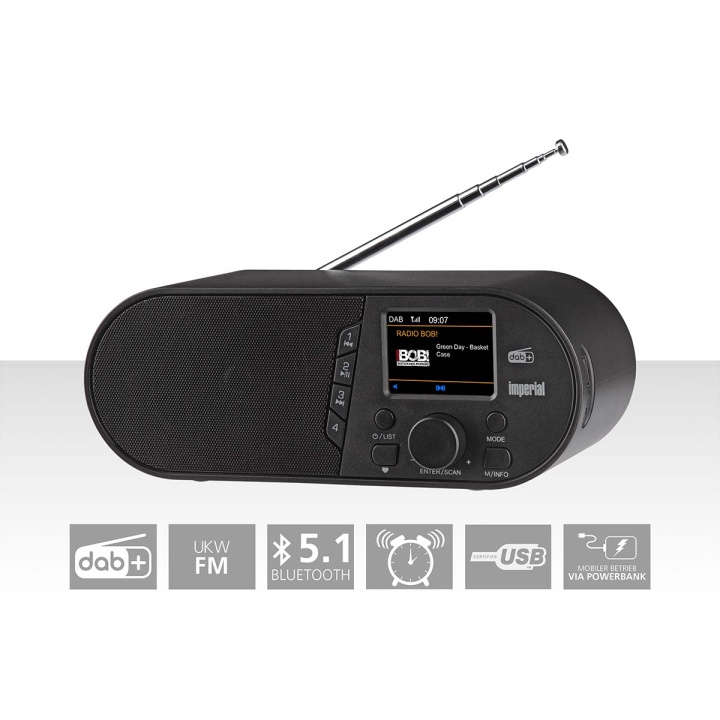 imperial DABMAN d105 Compact DAB+ /FM / Bluetooth Radio Sort i gruppen HJEMMEELEKTRONIK / Lyd & billede / Hjemmebiograf, HiFi & Bærbar / Radio og vækkeure / Radio hos TP E-commerce Nordic AB (C76573)