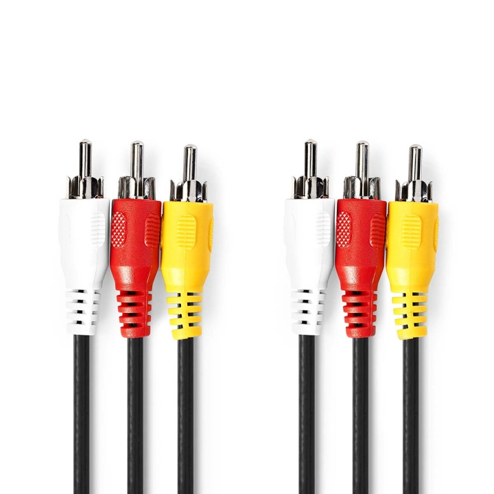 Nedis Composite Video kabel | 3x RCA Han | 3x RCA Han | Nikkelplateret | 480p | 1.50 m | Runde | PVC | Sort | Label i gruppen HJEMMEELEKTRONIK / Kabler og adaptere / RCA / Kabler hos TP E-commerce Nordic AB (C76714)