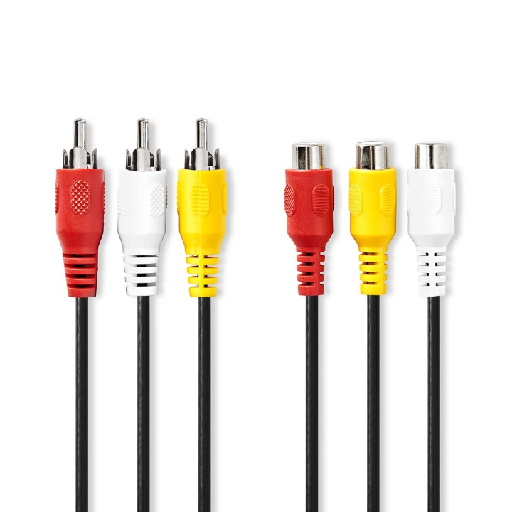 Nedis Composite Video kabel | 3x RCA Han | 3x RCA Hun | Nikkelplateret | 480p | 2.00 m | Runde | PVC | Sort | Label i gruppen HJEMMEELEKTRONIK / Kabler og adaptere / RCA / Kabler hos TP E-commerce Nordic AB (C76716)