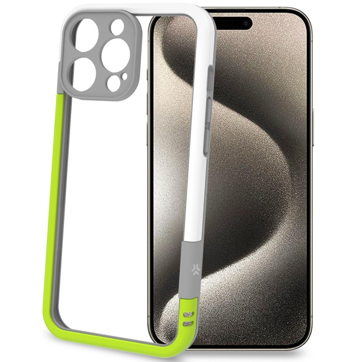 Celly Bumper iPhone 16 Pro Max Vit/Limegrön i gruppen SMARTPHONES & TABLETS / Mobil Beskyttelse / Apple / iPhone 16 hos TP E-commerce Nordic AB (C76766)