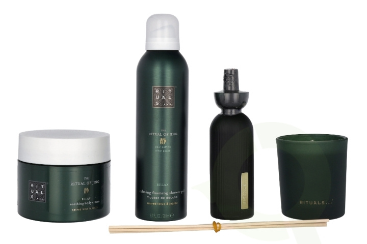 Rituals Jing Set 610 ml Foaming Shower Gel 200ml/Body Cream 200ml/Scented Candle 140gr/Fragrance Sticks 70ml i gruppen SKØNHED & HELSE / Hudpleje / Kropspleje / Bad & brusecreme hos TP E-commerce Nordic AB (C76891)