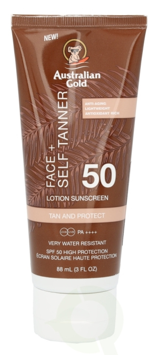 Australian Gold Face+ Self Tanner Sunscreen Lotion SPF50 88 ml i gruppen SKØNHED & HELSE / Hudpleje / Tanning / Solbeskyttelse hos TP E-commerce Nordic AB (C77039)