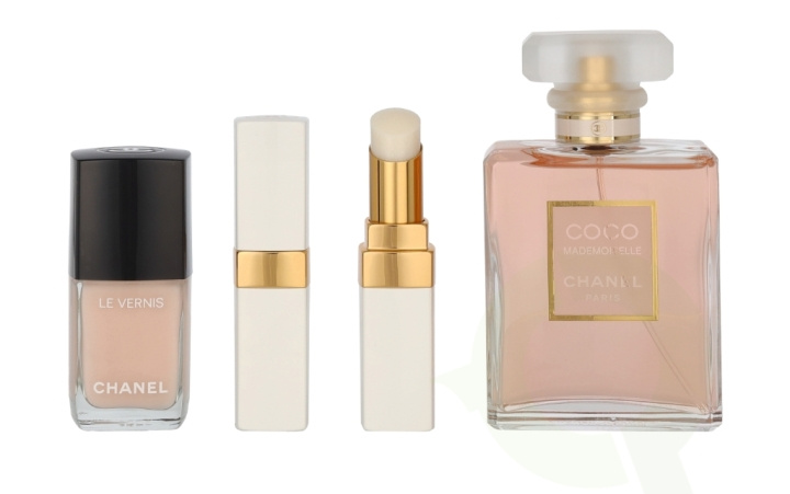 Chanel Coco Mademoiselle Giftset 66 ml Edp Spray 50ml/Le Vernis #111 Ballerina 13ml/Rouge Coco Baume Dreamy White 3g/Pouch i gruppen SKØNHED & HELSE / Gaveæske / Gaveæske til hende hos TP E-commerce Nordic AB (C77064)