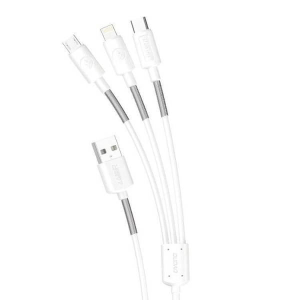 Dudao L8s Upgrade USB-A to Lightning/USB Micro/USB-C 3-in-1 cable 1.2 m white i gruppen COMPUTERTILBEHØR / Kabler og adaptere / USB / USB-C hos TP E-commerce Nordic AB (C77130)