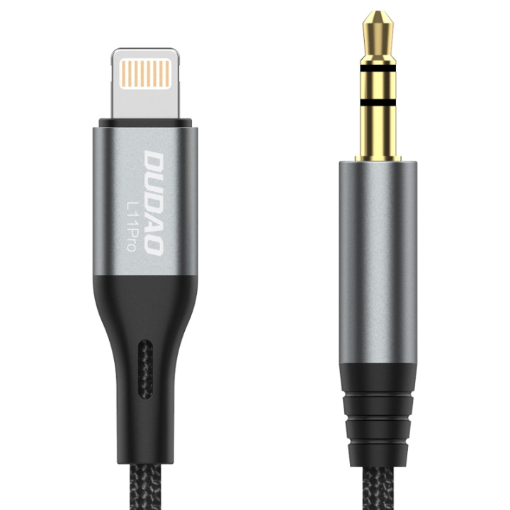 Dudao L11PRO 3.5mm Jack to Lightning cable 1m gray i gruppen SMARTPHONES & TABLETS / Opladere og kabler / Adaptere hos TP E-commerce Nordic AB (C77134)