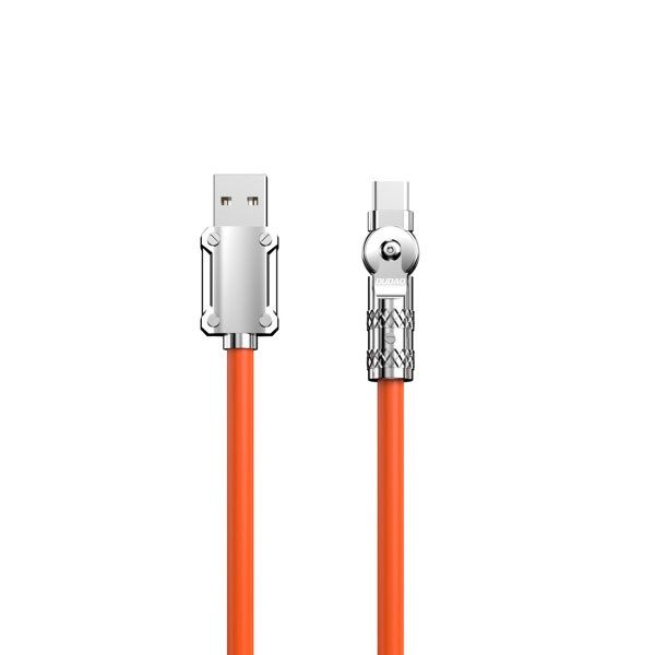 Dudao L24AC USB-A to USB-C angled cable 120W 1m 180° rotation orange i gruppen COMPUTERTILBEHØR / Kabler og adaptere / USB / USB-C hos TP E-commerce Nordic AB (C77142)