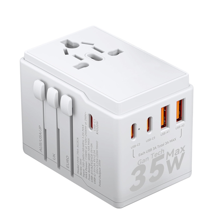 Dudao A35 Universal Travel Adapter White i gruppen HJEM, HUS & HAVE / Elektricitet & Belysning / Rejseadaptere hos TP E-commerce Nordic AB (C77167)