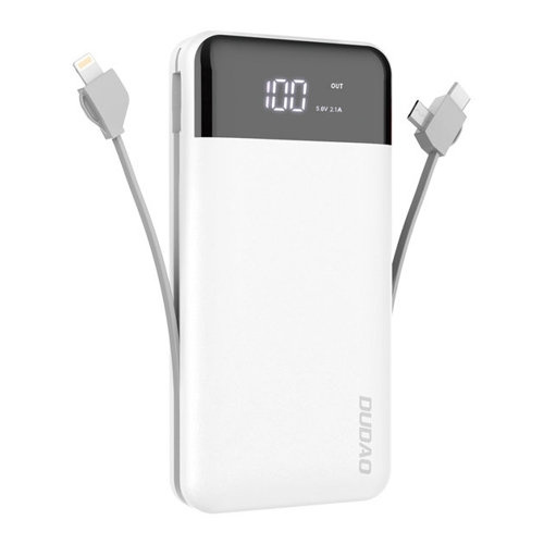 Dudao K1Pro powerbank 20000mAh 15Watt 4xcables white i gruppen SMARTPHONES & TABLETS / Opladere og kabler / Powerbanks hos TP E-commerce Nordic AB (C77172)