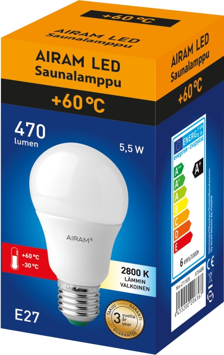 Airam LED-havelampe, E27, 2800 K, 470 lm, opal i gruppen HJEMMEELEKTRONIK / Lys / LED lamper hos TP E-commerce Nordic AB (C77222)