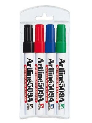 Artline 500A sæt whiteboardpenne, 4 farver i gruppen SPORT, FRITID & HOBBY / Hobby / Mal & Tegn / Kuglepenne, Farveblyanter & Tuschpenne hos TP E-commerce Nordic AB (C77328)