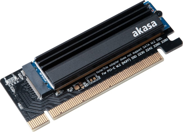 Akasa M.2 SSD til PCIe-adapterkort med heatsink-køler -adapteri i gruppen COMPUTERTILBEHØR / Computerkomponenter / Harddiske / Adaptere og tilbehør hos TP E-commerce Nordic AB (C77527)