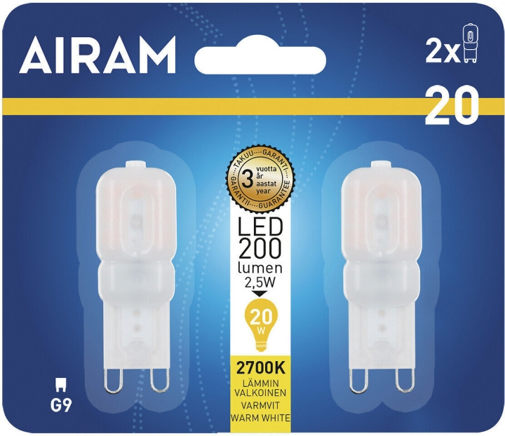 Airam LED-pære dome opal G9-pære 200 lm 2-pak i gruppen HJEMMEELEKTRONIK / Lys / LED lamper hos TP E-commerce Nordic AB (C77528)