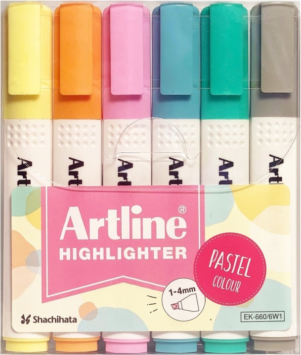 Artline Highlighter 660 Pastel overstregningsstifter, sæt med 6 stk i gruppen HJEM, HUS & HAVE / Kontorartikler / Kuglepenne hos TP E-commerce Nordic AB (C77532)