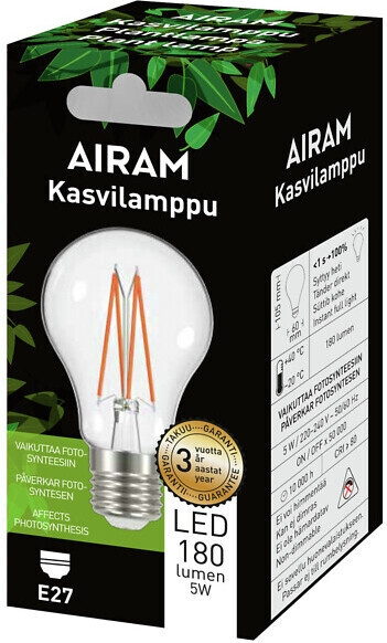 Airam LED-plantelampe, E27, klar, glødetråd 180 lm i gruppen HJEMMEELEKTRONIK / Lys / LED lamper hos TP E-commerce Nordic AB (C77535)