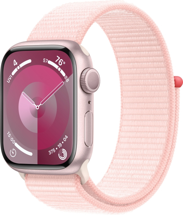 Apple Watch Series 9 (GPS) 41 mm pink aluminiumskasse og pink Sport Loop-rem (MR953) i gruppen SMARTPHONES & TABLETS / Træning, hjem og fritid / Apple Watch & Tilbehør / Apple Watch hos TP E-commerce Nordic AB (C77586)