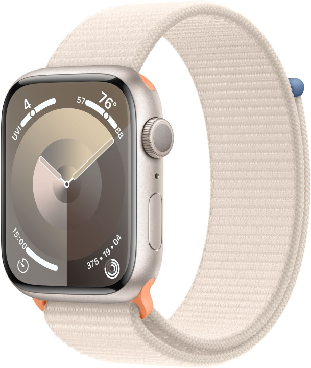 Apple Watch Series 9 (GPS) 45 mm stjernehvid aluminiumskasse og stjernehvid Sport Loop-rem (MR983) i gruppen SMARTPHONES & TABLETS / Træning, hjem og fritid / Apple Watch & Tilbehør / Apple Watch hos TP E-commerce Nordic AB (C77589)