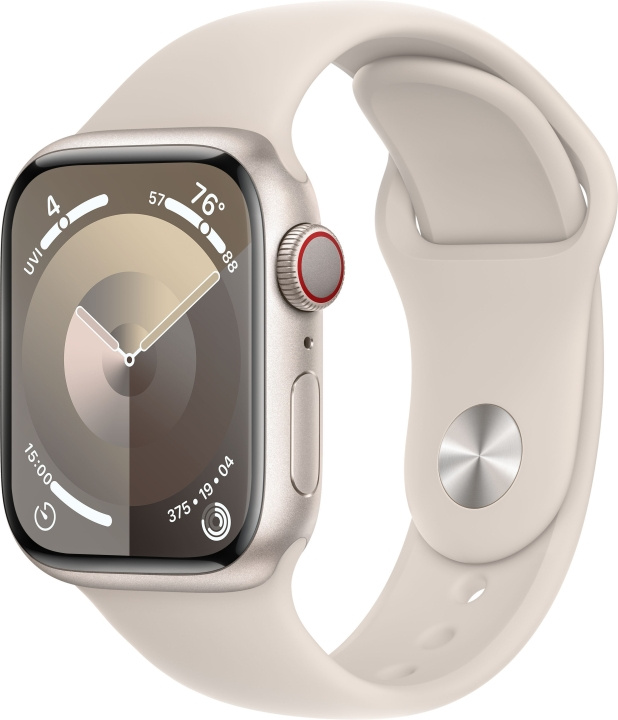 Apple Watch Series 9 (GPS + Cellular) 41 mm stjernehvid aluminiumskasse og stjernehvid sportsarmbånd, M/L (MRHP3) i gruppen SMARTPHONES & TABLETS / Træning, hjem og fritid / Apple Watch & Tilbehør / Apple Watch hos TP E-commerce Nordic AB (C77600)