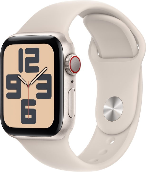 Apple Watch SE (GPS + Cellular) 40 mm stjernehvid aluminiumskasse og stjernehvid sportsarmbånd, S/M (MRFX3) i gruppen SMARTPHONES & TABLETS / Træning, hjem og fritid / Apple Watch & Tilbehør / Apple Watch hos TP E-commerce Nordic AB (C77635)