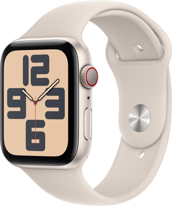 Apple Watch SE (GPS + Cellular) 44 mm stjernehvid aluminiumskasse og stjernehvid sportsarmbånd, M/L (MRGX3) i gruppen SMARTPHONES & TABLETS / Træning, hjem og fritid / Apple Watch & Tilbehør / Apple Watch hos TP E-commerce Nordic AB (C77642)