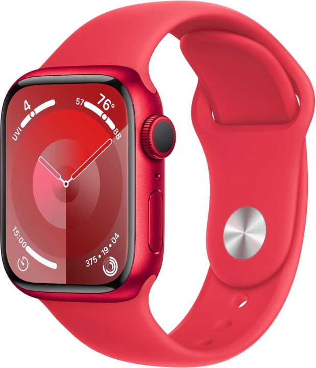 Apple Watch Series 9 (GPS) 41 mm rød (PRODUCT)RED aluminiumskasse og rød (PRODUCT)RED sportsarmbånd, S/M (MRXG3) i gruppen SMARTPHONES & TABLETS / Træning, hjem og fritid / Apple Watch & Tilbehør / Apple Watch hos TP E-commerce Nordic AB (C77666)