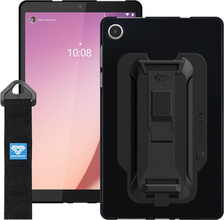 Armor-X Lenovo Tab M8 (4. generation) beskyttelsesetui med kickstand og strop, sort i gruppen SMARTPHONES & TABLETS / Tablet beskyttelse / Lenovo-tablets hos TP E-commerce Nordic AB (C77725)