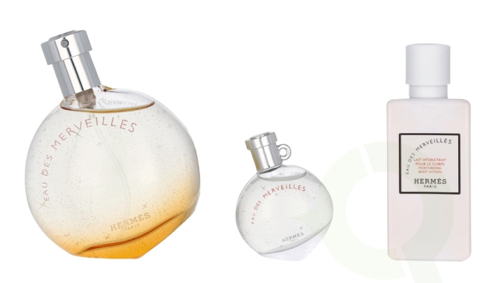 Hermes Eau Des Merveilles Giftset 97.5 ml Edt Spray 50ml/Edt Miniature 7,5ml/Body Lotion 40ml i gruppen SKØNHED & HELSE / Gaveæske / Gaveæske til hende hos TP E-commerce Nordic AB (C77943)