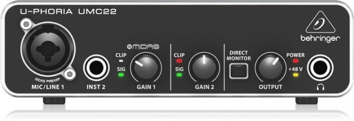 BEHRINGER U-Phoria UMC22 lydkort til USB-bus i gruppen SPORT, FRITID & HOBBY / Hobby / Musik / Tilbehør til musikinstrumenter hos TP E-commerce Nordic AB (C78098)