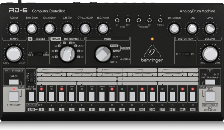 BEHRINGER RD-6 analog trommemaskine, sort i gruppen SPORT, FRITID & HOBBY / Hobby / Musik / Tilbehør til musikinstrumenter hos TP E-commerce Nordic AB (C78210)