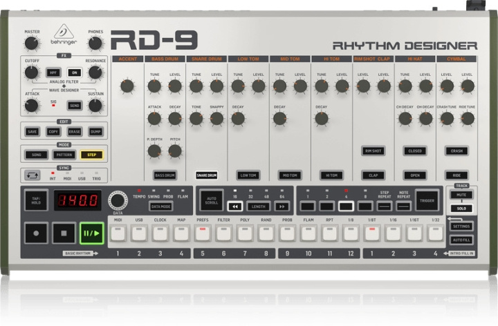 BEHRINGER RD-9 analog trommemaskine i gruppen SPORT, FRITID & HOBBY / Hobby / Musik / Tilbehør til musikinstrumenter hos TP E-commerce Nordic AB (C78219)