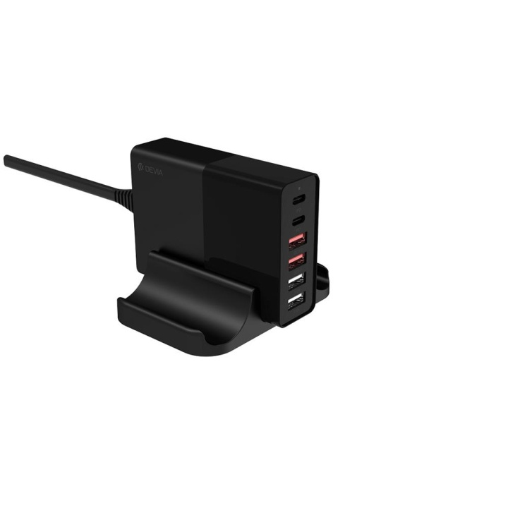 Devia väggladdare Extreme PD QC 3.0 75W 2x USB-C 4x USB svart i gruppen SMARTPHONES & TABLETS / Opladere og kabler / Vægoplader / Vægoplader USB hos TP E-commerce Nordic AB (C78605)