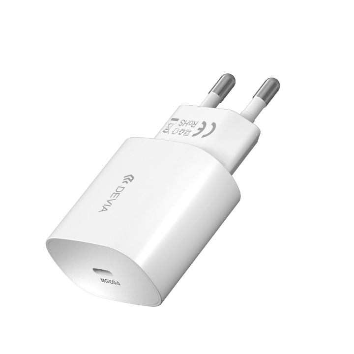 Devia väggladdare Smart PD 25W 1x USB-C vit + kabel USB-C - USB-C i gruppen SMARTPHONES & TABLETS / Opladere og kabler / Vægoplader / Væg oplader Type C hos TP E-commerce Nordic AB (C78645)