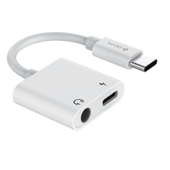 Devia adapter EC610 USB-C - USB-C (port) + jack 3,5mm (port) vit i gruppen HJEMMEELEKTRONIK / Kabler og adaptere / Audio Analog / Adaptere hos TP E-commerce Nordic AB (C78656)