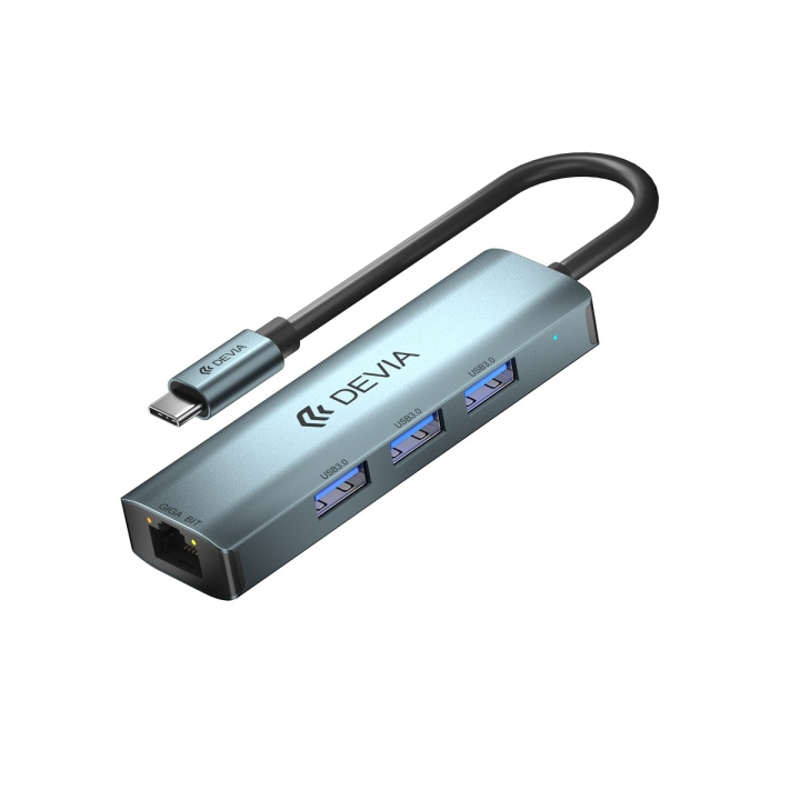 Devia adapter HUB 4in1 EC621 USB-C 3.1 till 3x USB 3.0 + RJ45 djupgrå i gruppen COMPUTERTILBEHØR / Computer Tilbehør / USB-hubs hos TP E-commerce Nordic AB (C78658)