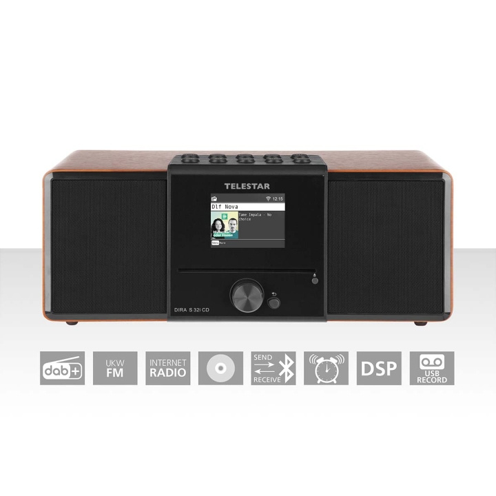 TELESTAR DIRA S32i CD EWF Multifunktionel stereoradio med cd-afspiller DAB+ / FM / Internet / Bluetooth Wood i gruppen HJEMMEELEKTRONIK / Lyd & billede / Hjemmebiograf, HiFi & Bærbar / Radio og vækkeure / Radio hos TP E-commerce Nordic AB (C78703)