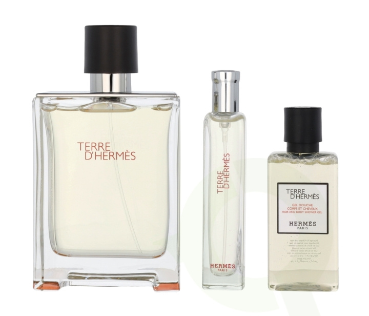 Hermes Terre D\'Hermes Giftset 155 ml Edt Spray 100/Edt Spray 15ml/Hair and Body Shower Gel i gruppen SKØNHED & HELSE / Gaveæske / Gaveæske til ham hos TP E-commerce Nordic AB (C79028)