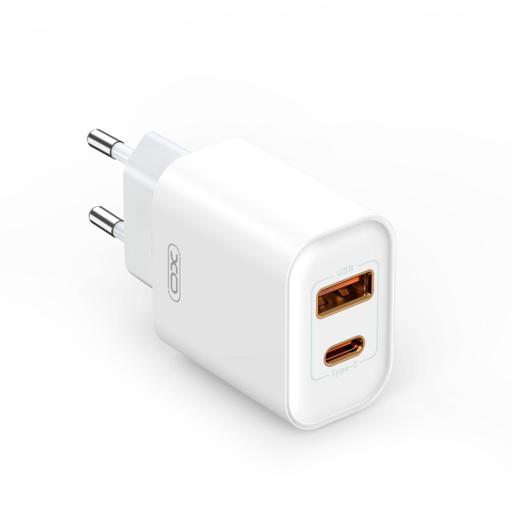 XO väggladdare CE12 PD QC 3.0 20W 1x USB 1x USB-C vit i gruppen SMARTPHONES & TABLETS / Opladere og kabler / Vægoplader / Væg oplader Type C hos TP E-commerce Nordic AB (C79271)