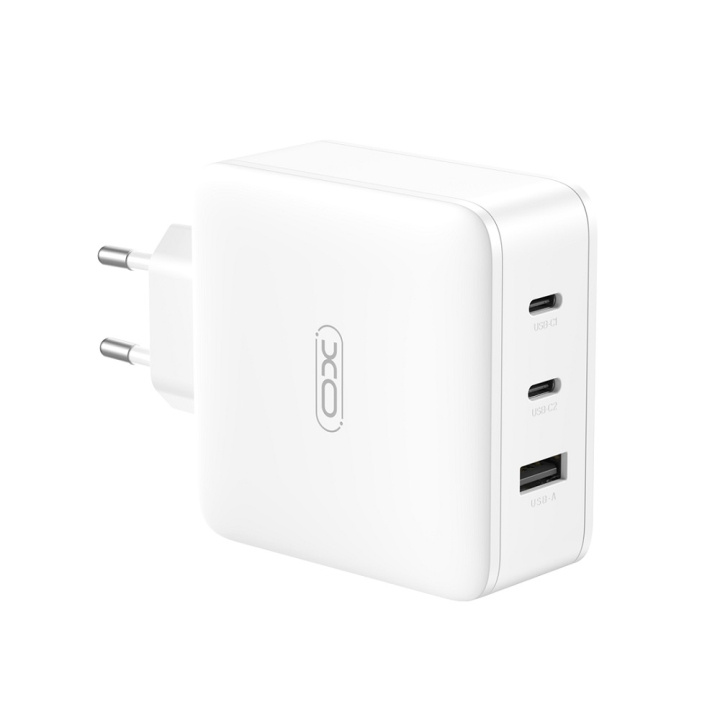 XO väggladdare CE14 PD QC 3.0 100W 1x USB 2x USB-C vit i gruppen SMARTPHONES & TABLETS / Opladere og kabler / Vægoplader / Væg oplader Type C hos TP E-commerce Nordic AB (C79275)